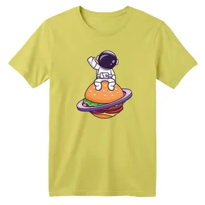 تی شرت آستین کوتاه بچگانه مدل فضانورد کد ۷ رنگ زرد لیمویی