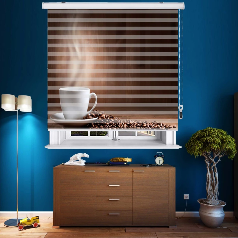 پرده زبرا زیو طرح قهوه کد Coffee 6 سایز 150x200 سانتی متر