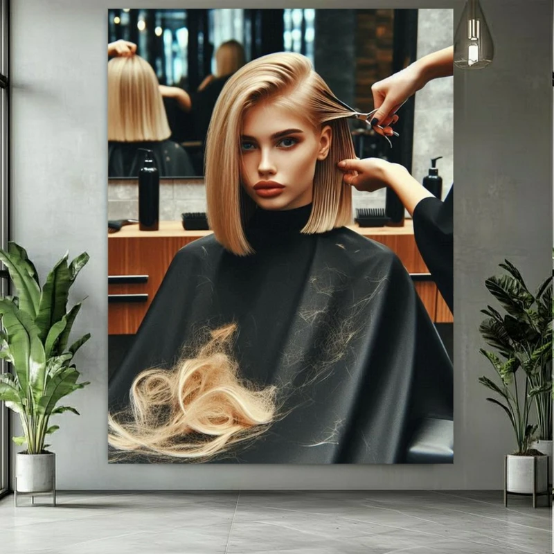 پوستر پارچه ای طرح مخمل سالن زیبایی مدل موی حرفه ای کد M419