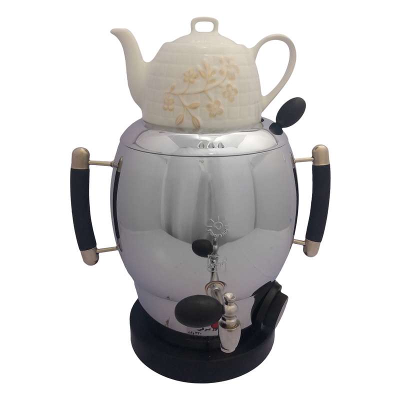 سماور برقی خورشید مدل اریا ظرفیت 5 لیتر به همراه قوری