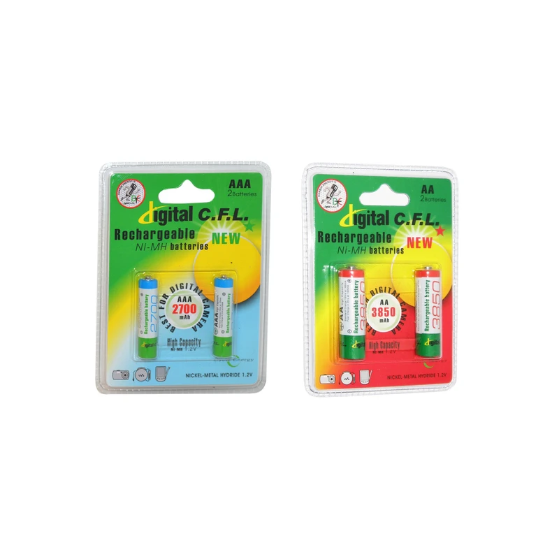 باتری قلمی و نیم قلمی قابل شارژ سی.اف.ال مدل 3850/2700mAh بسته 4 عددی