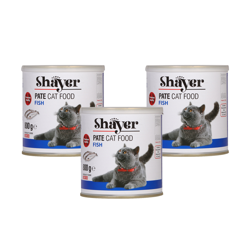 کنسرو غذای گربه شایر مدل پته ماهی وزن 800 گرم بسته 3 عددی