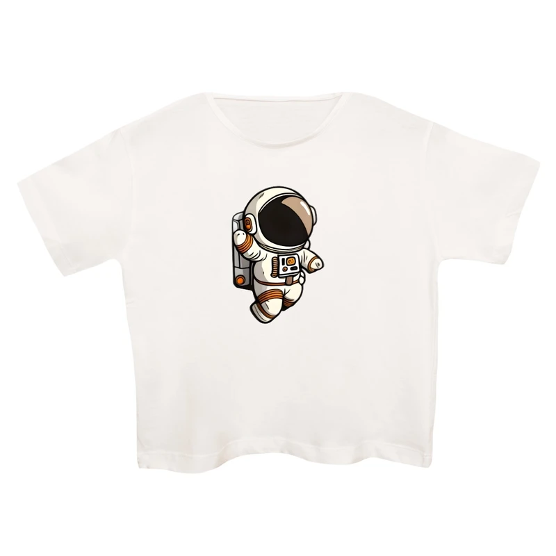 کراپ‌تی شرت آستین کوتاه زنانه مدل فضانورد کد 9