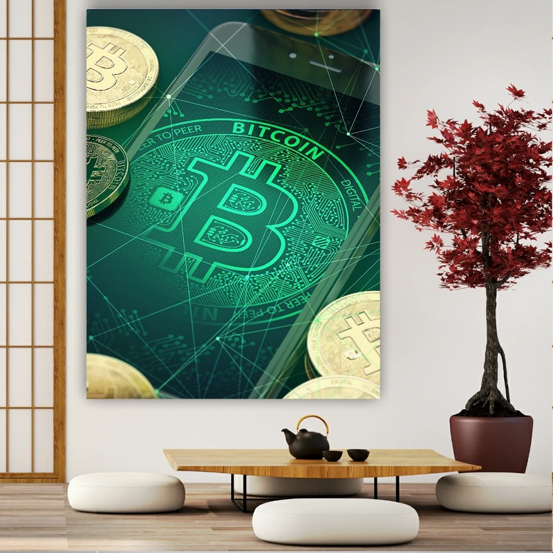 پوستر طرح مخمل ارز دیجیتال مدل بیت کوین کد FP105017