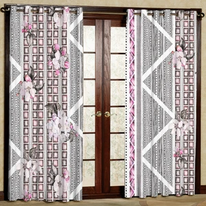 پرده مدل گل دار مخمل پانچی کد 1151 سایز 140x280 سانتی متر