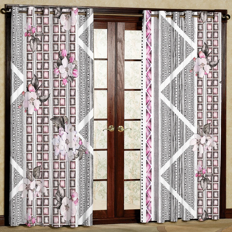 پرده مدل گل دار مخمل پانچی کد 1151 سایز 140x280 سانتی متر