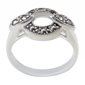 انگشتر نقره زنانه بازرگانی میلادی مدل نگین مارکازیت کد AW_532