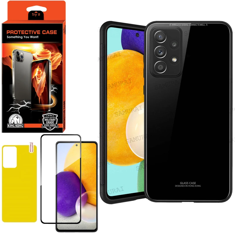 کاور کینگ کونگ مدل CVRGLS-II مناسب برای گوشی موبایل سامسونگ Galaxy A72 به همراه محافظ صفحه نمایش و محافظ پشت گوشی