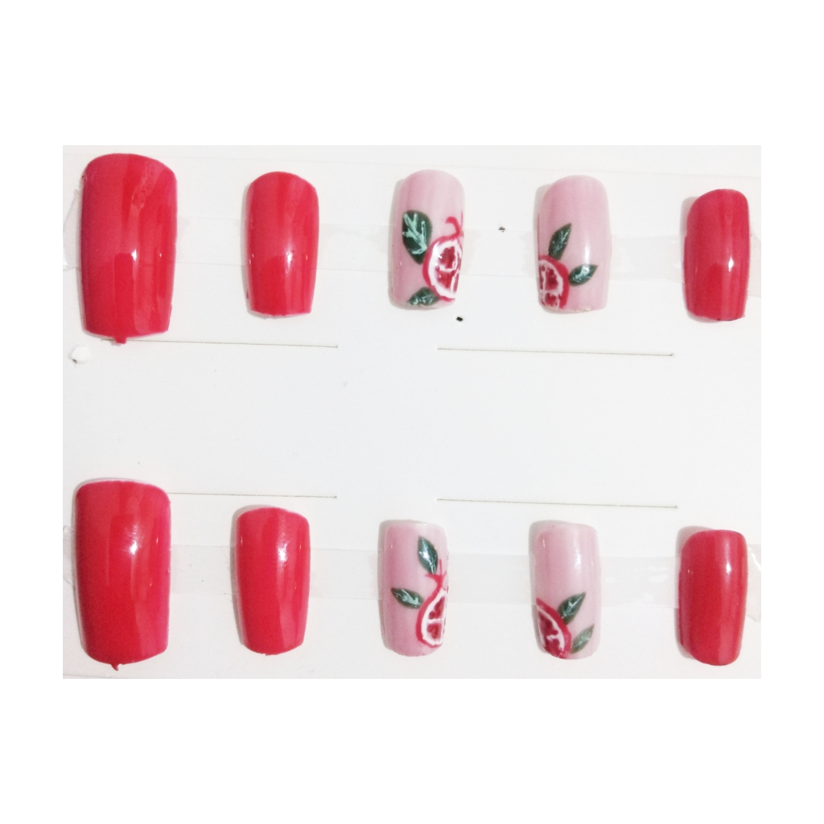 ناخن مصنوعی طرح یلدا مدل انار بسته 10 عددی