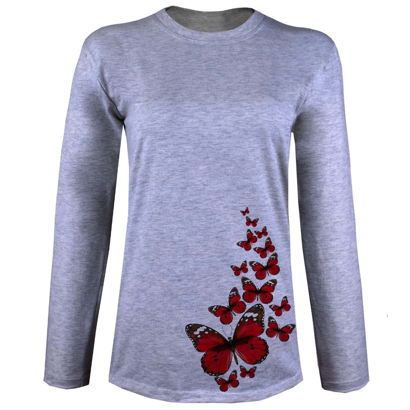 تی شرت آستین بلند زنانه مدل پروانه W67 -  - 2