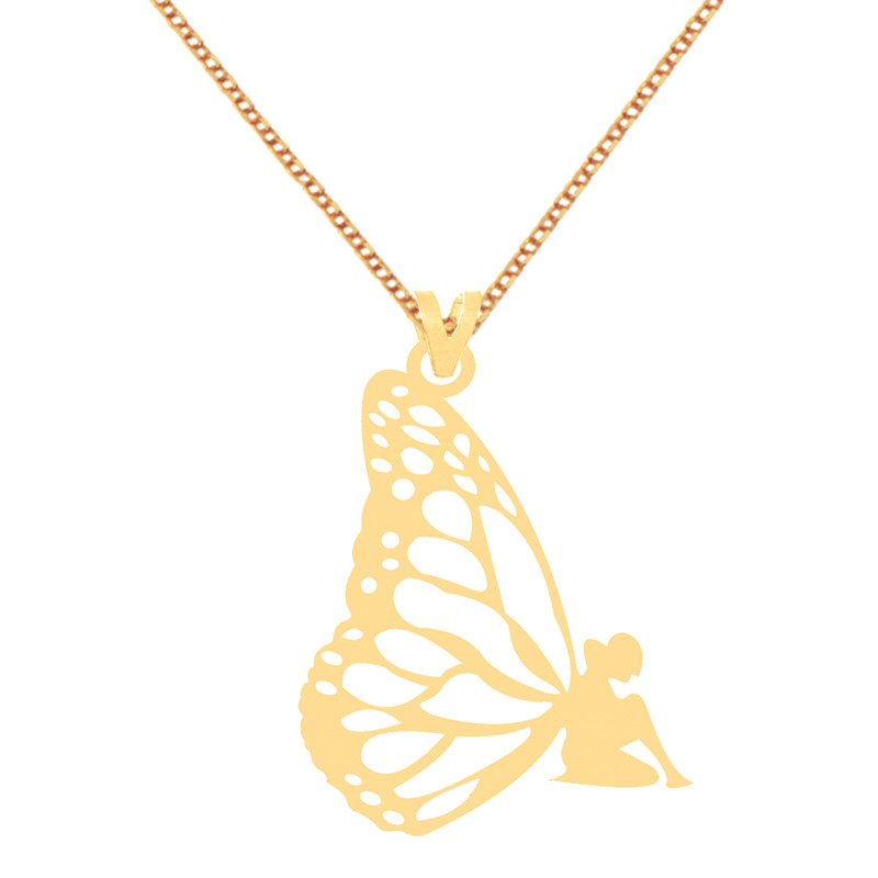 گردنبند طلا 18 عیار زنانه کرابو طرح پروانه مدل Kr70749