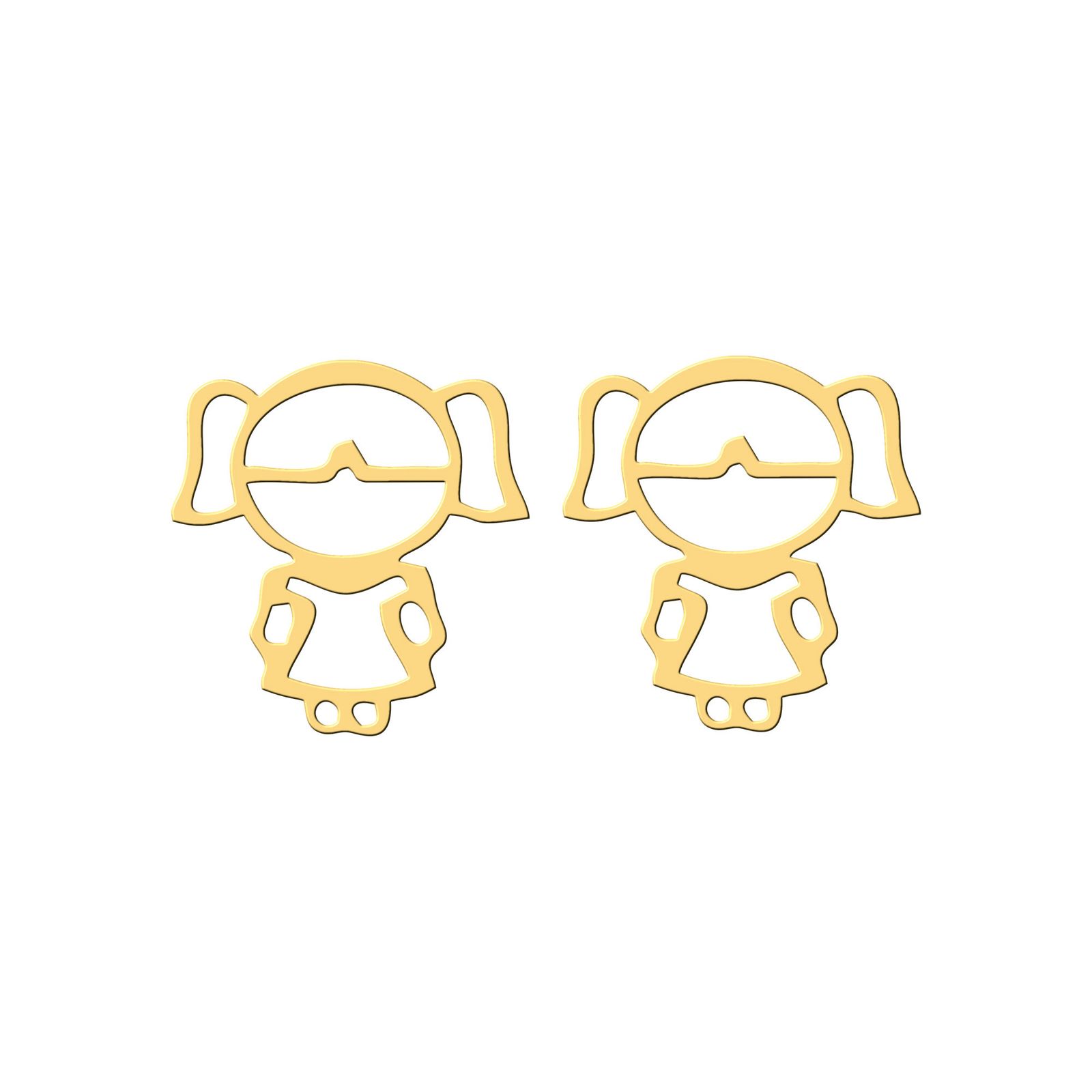 گوشواره طلا 18 عیار زنانه کرابو طرح دختر بچه مدل Kr3797 - - 1