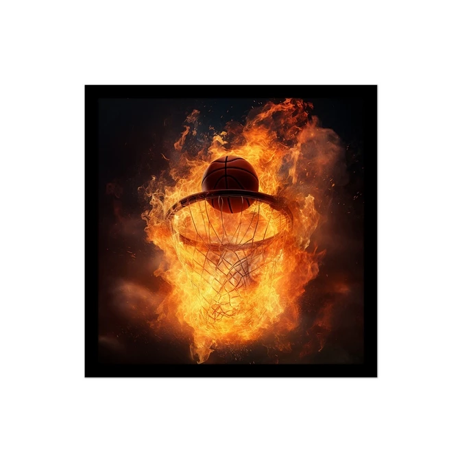 تابلو نوری بکلیت طرح تور و توپ بسکتبال و آتش مدل B-MID-17011