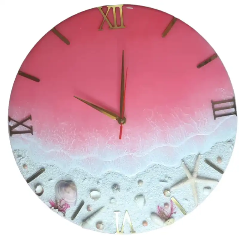 ساعت دیواری رزینی طرح ساحل و دریا