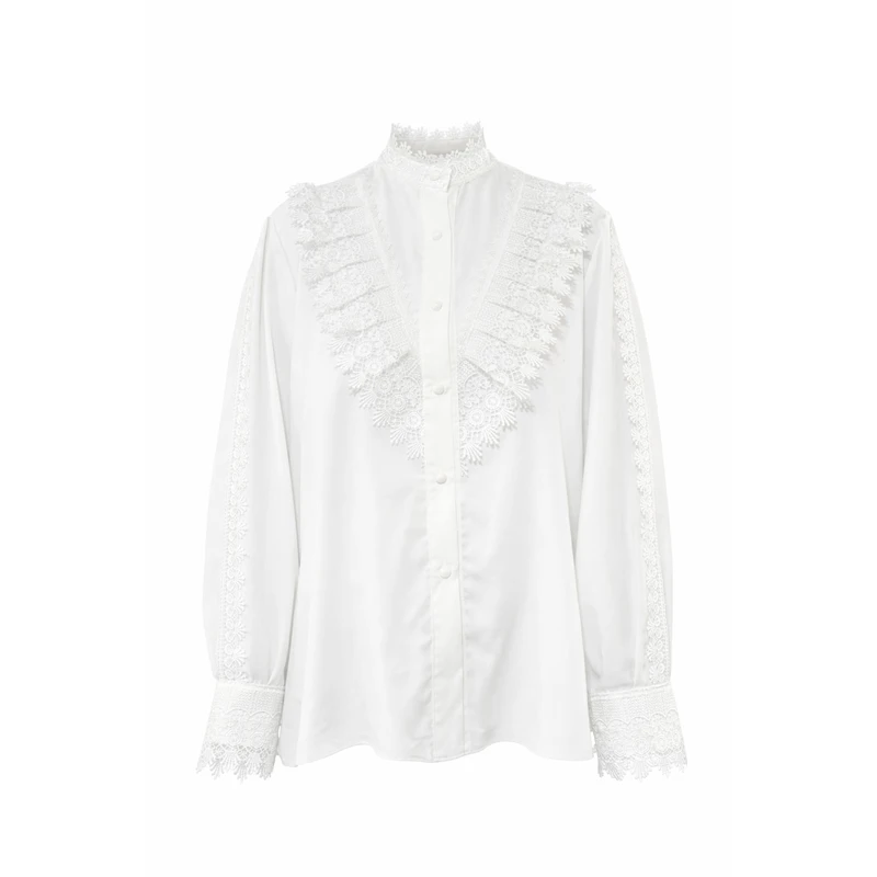 شومیز آستین بلند یقه ایستاده زنانه مدل آسو