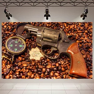 پوستر مدل بلک لایت طرح قهوه ، اسلحه و قطب نما کد ARY96