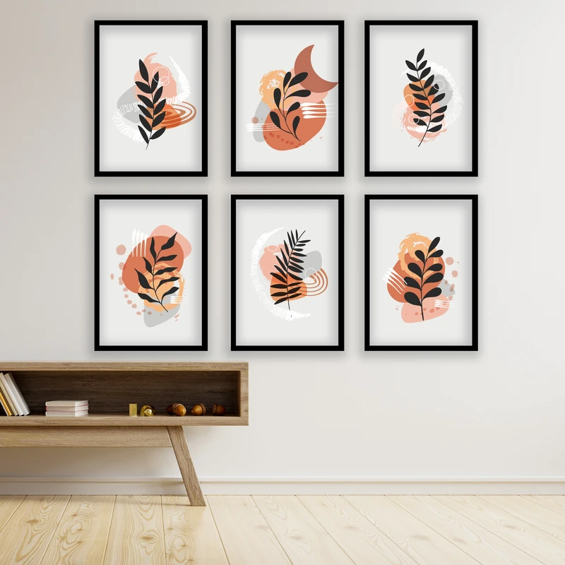 تابلو مدل مینیمال دکوراتیو کد LA-G6011 مجموعه 6 عددی