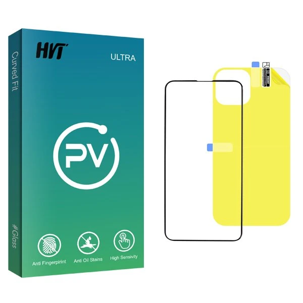 محافظ صفحه نمایش شیشه ای اچ وی تی مدل PV مناسب برای گوشی موبایل اپل iPhone 14 Pro Max  به همراه محافظ پشت گوشی