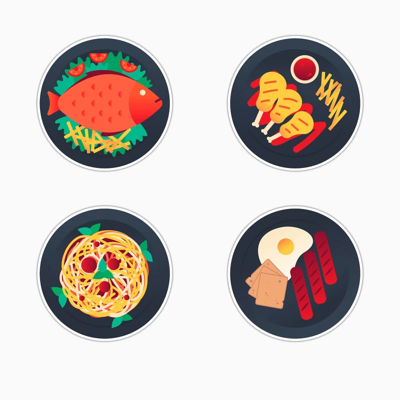 استیکر لپ تاپ و موبایل بووم طرح غذا کد MM150 مجموعه 4 عددی