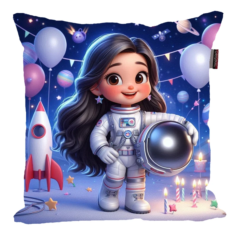 کوسن پاد آفرین مدل فضانورد سیاره منظومه شمسی موشک آدم فضایی کد PK301553 سایز 30*30 سانتی متر