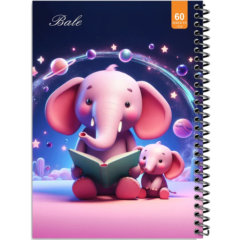 دفتر نقاشی 60 برگ انتشارات بله طرح فانتزی فیل کد A4-O69