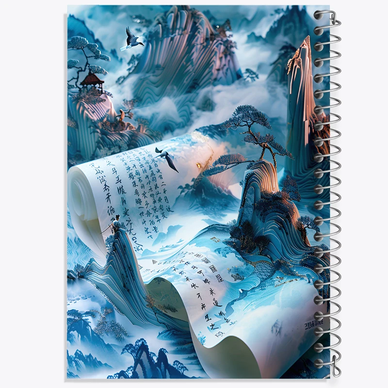 دفتر شطرنجی 50 برگ خندالو طرح نقاشی ژاپنی کد F6798