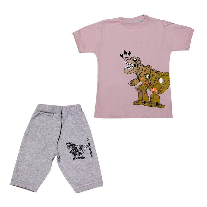 ست تی‌شرت آستین کوتاه و شلوارک پسرانه مدل ربات کد 005