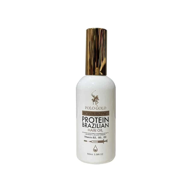 روغن تقویت‌کننده، برطرف کننده وز مو برزیلین پروتئین مدل Polo Gold مناسب برای موهای آسیب دیده حجم 100 میلی‌لیتر