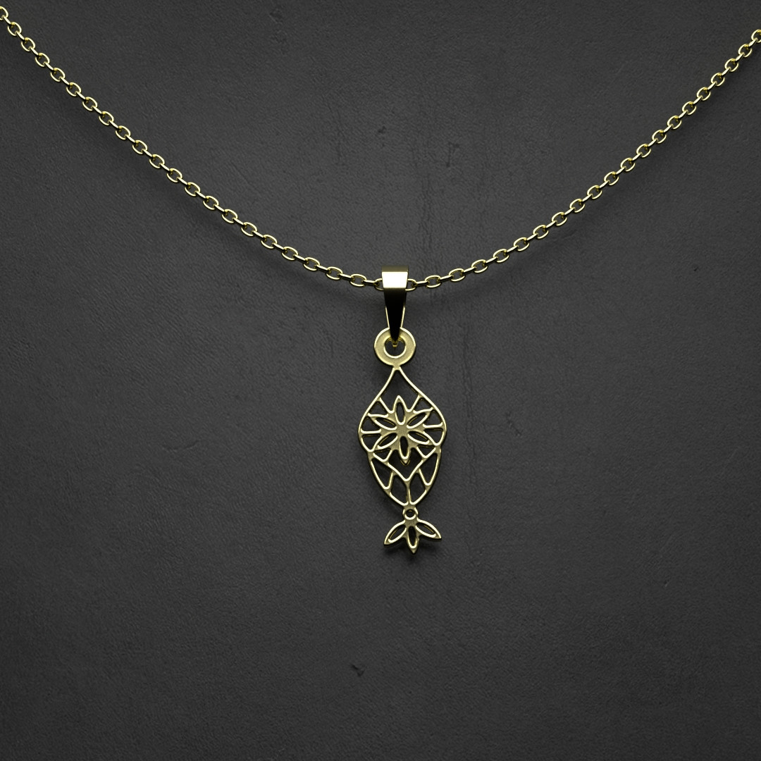 گردنبند طلا 18 عیار زنانه مدوپد مدل هندسی کد V2-1-1015