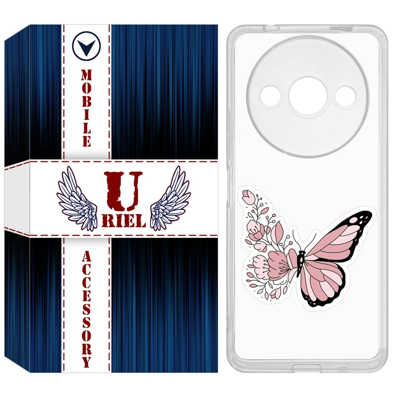 کاور یوریل مدل Clear کد 98 طرح پروانه مناسب برای گوشی موبایل شیائومی Redmi A3 / A3x