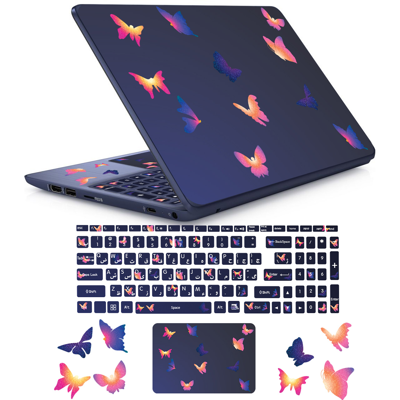 نقد و بررسی استیکر لپ تاپ راتیانا مدل but-03 مناسب برای لپ تاپ 15 تا 17 اینچ به همراه برچسب حروف فارسی کیبورد توسط خریداران