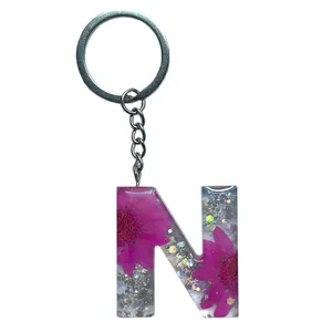 جاکلیدی رزینی طرح گل حرف مدل N