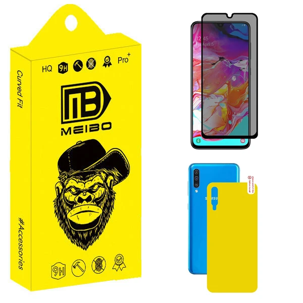 محافظ صفحه نمایش حریم شخصی میبو مدل Carbon Plus مناسب برای گوشی موبایل سامسونگ Galaxy A70s به همراه محافظ پشت گوشی