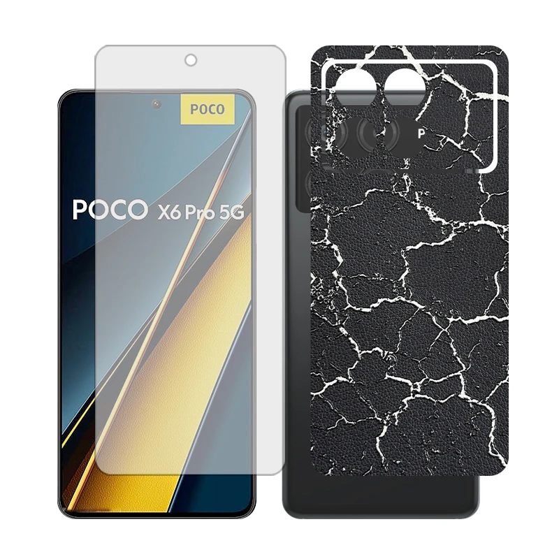 محافظ صفحه نمایش شفاف گلس مدل Together مناسب برای گوشی موبایل شیائومی Poco X6 Pro به همراه برچسب پوششی پشت گوشی 