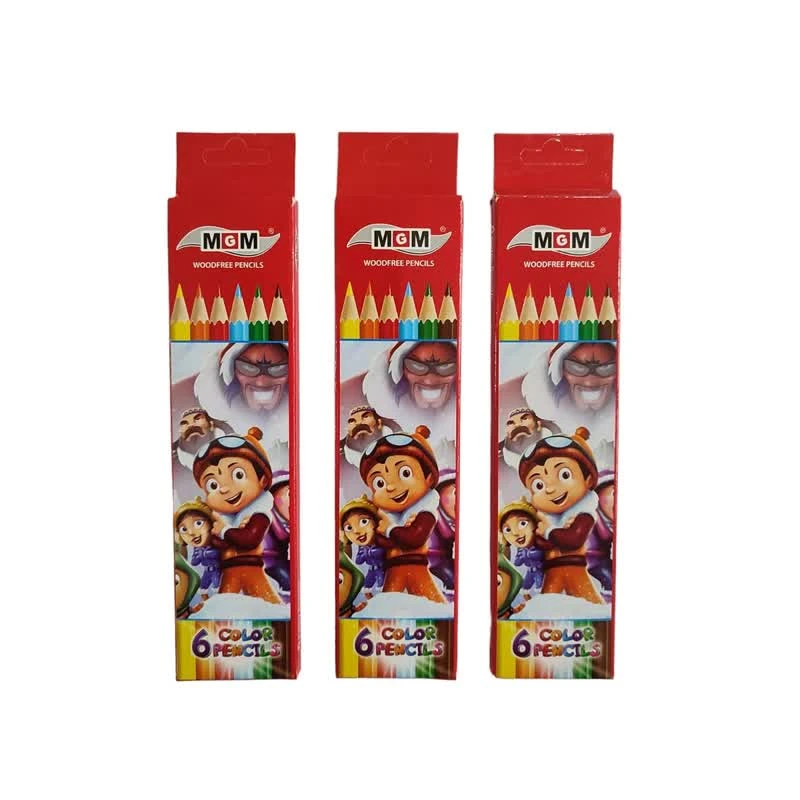 مداد رنگی 6 رنگ ام جی ام طرح boy بسته 3 عددی