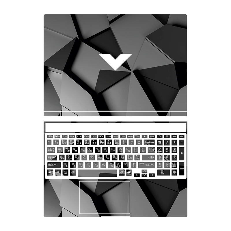 استیکر لپ تاپ توییجین و موییجین مدل هندسی 21 مناسب برای لپ تاپ اچ پی Victus 15-fa0031dx, fa0032dx به همراه برچسب حروف فارسی کیبورد