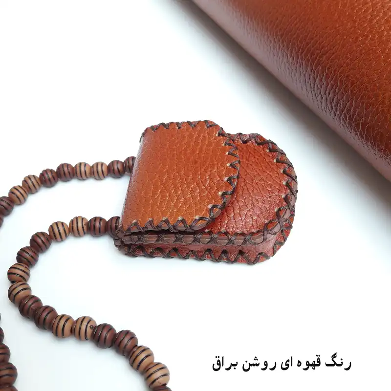 گردنبند مدل کیف چرم پژال مهره دار