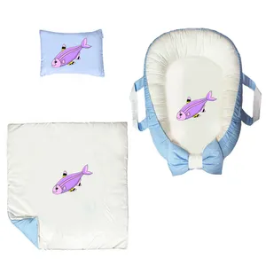 سرویس خواب سه تکه نوزاد ناریکو مدل گارد محافظ دار طرح ماهی کد 0388