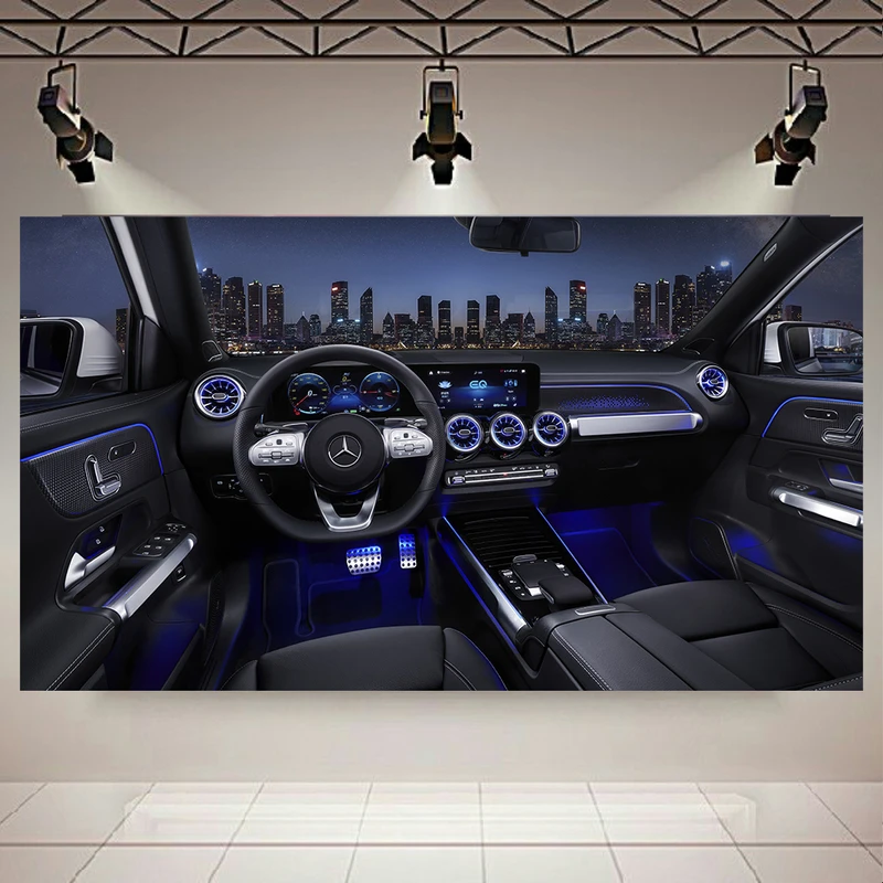 پوستر مدل بک لایت طرح کابین مرسدس بنز Eqa 300 4matic AMG Line نمای شهر کد AR30642
