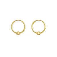 گوشواره حلقه&zwnj;ای طلا 18 عیار زنانه کرابو مدل گوی دار ساده