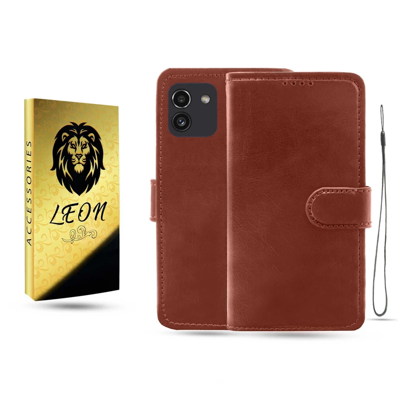 کیف کلاسوری لئون مدل Kif_Oro مناسب برای گوشی موبایل سامسونگ Galaxy A03 به همراه بند آویز