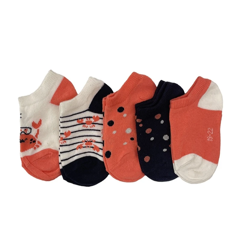 جوراب ساق کوتاه دخترانه لوپیلو مدل راه راه مجموعه 5 عددی