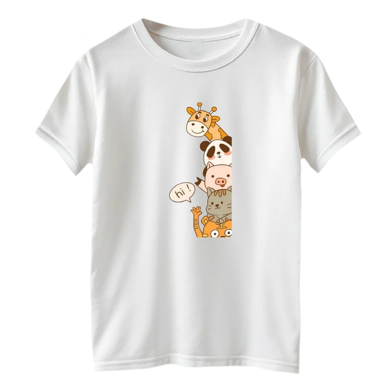 تی شرت آستین کوتاه بچگانه مدل حیوانات بامزه