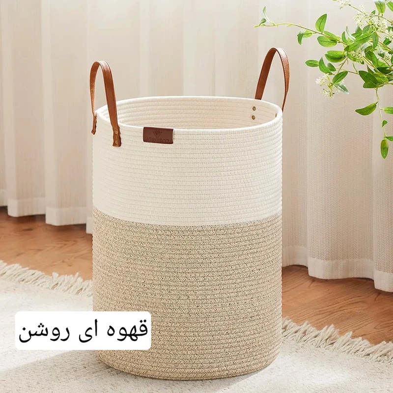 عکس شماره 4 : سبد رخت چرک مدل دسته چرمی