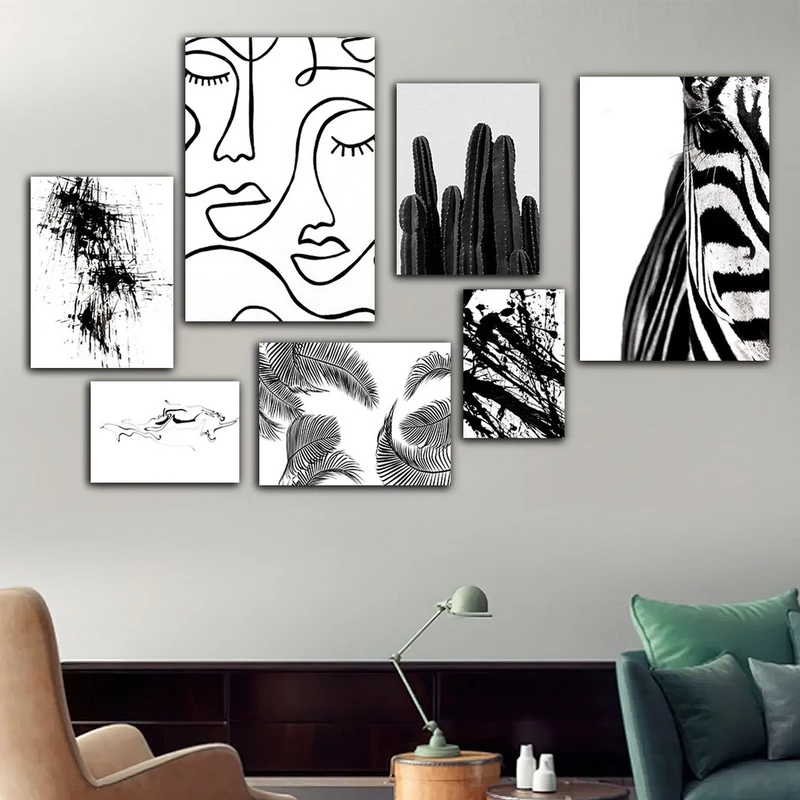 تابلو شاسی بکلیت طرح مدرن زبرا و کاکتوس مدل SH-742 مجموعه 7 عددی