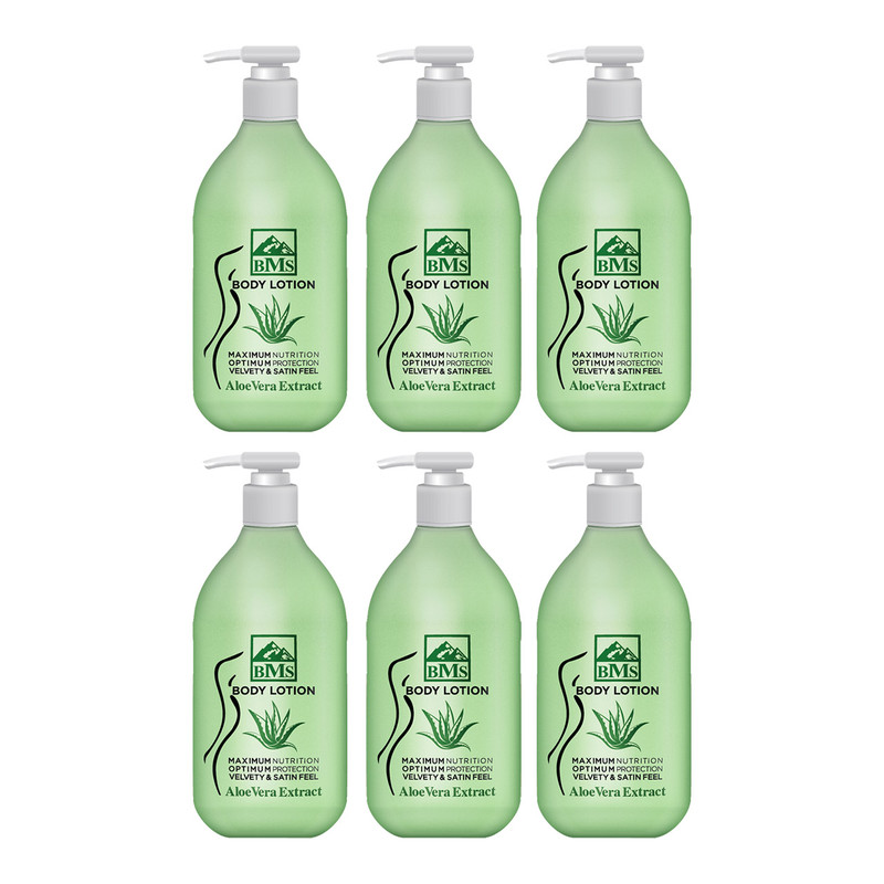 لوسیون بدن بی ام اس مدل Aloe vera حجم 300 میلی لیتر مجموعه 6 عددی