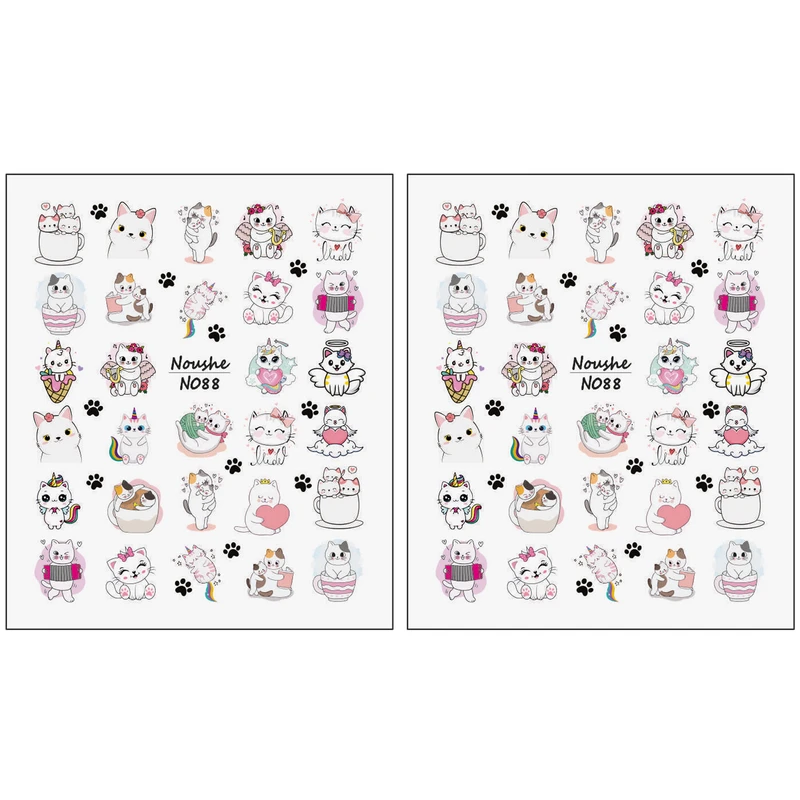 برچسب لنز ناخن مدل گربه کد N088 مجموعه 2 عددی