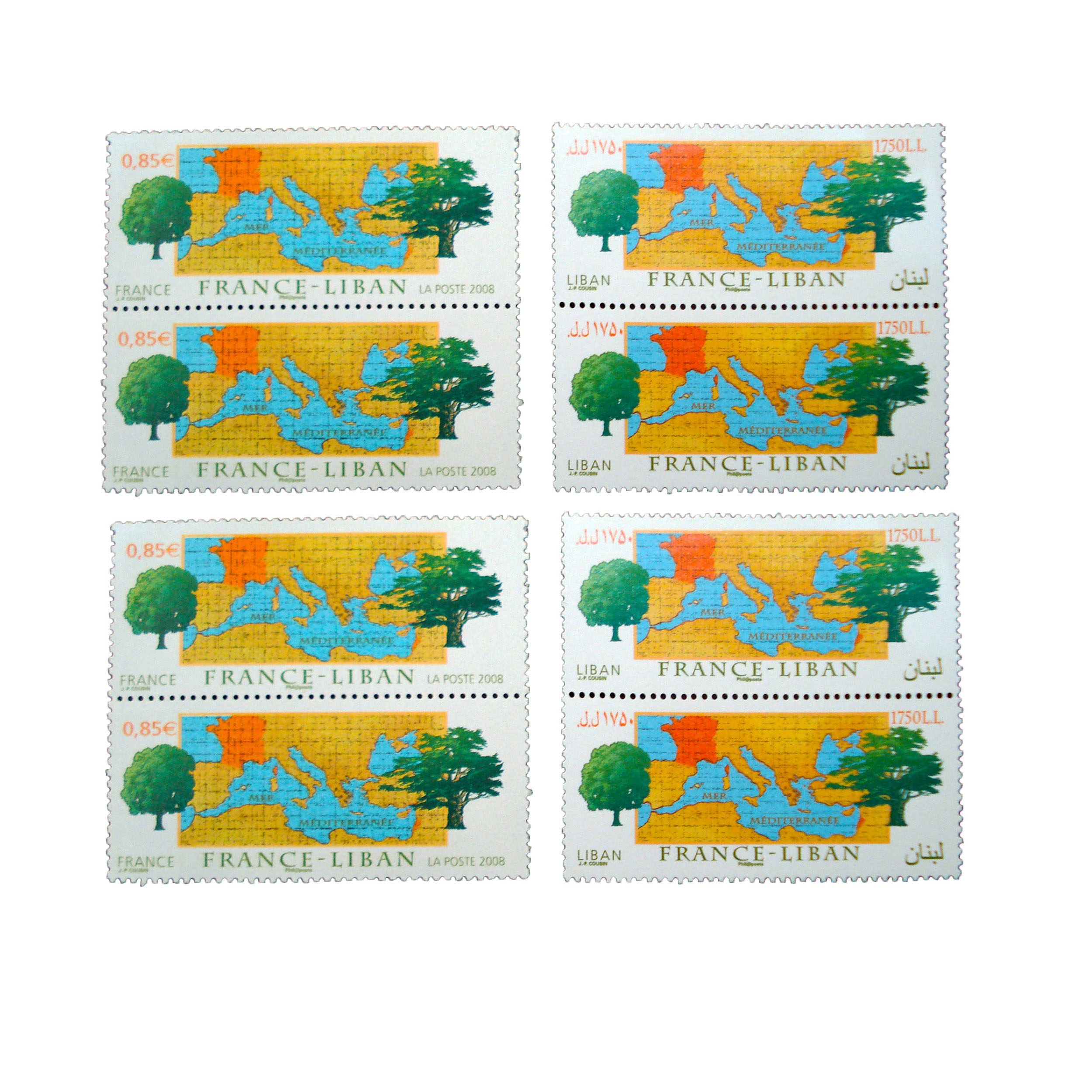 تمبر یادگاری طرح ملل کد FRANCE-LIBAN بسته 8 عددی