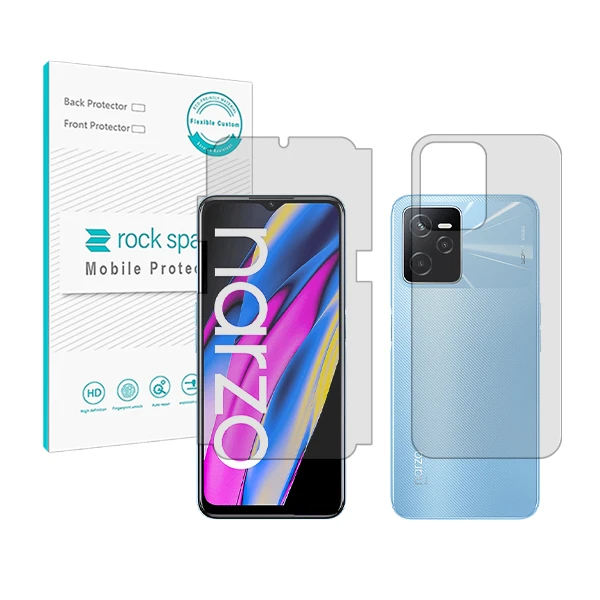 محافظ صفحه نمایش راک اسپیس مدل HyGEL مناسب برای گوشی موبایل ریلمی Narzo 50A Prime به همراه محافظ پشت گوشی