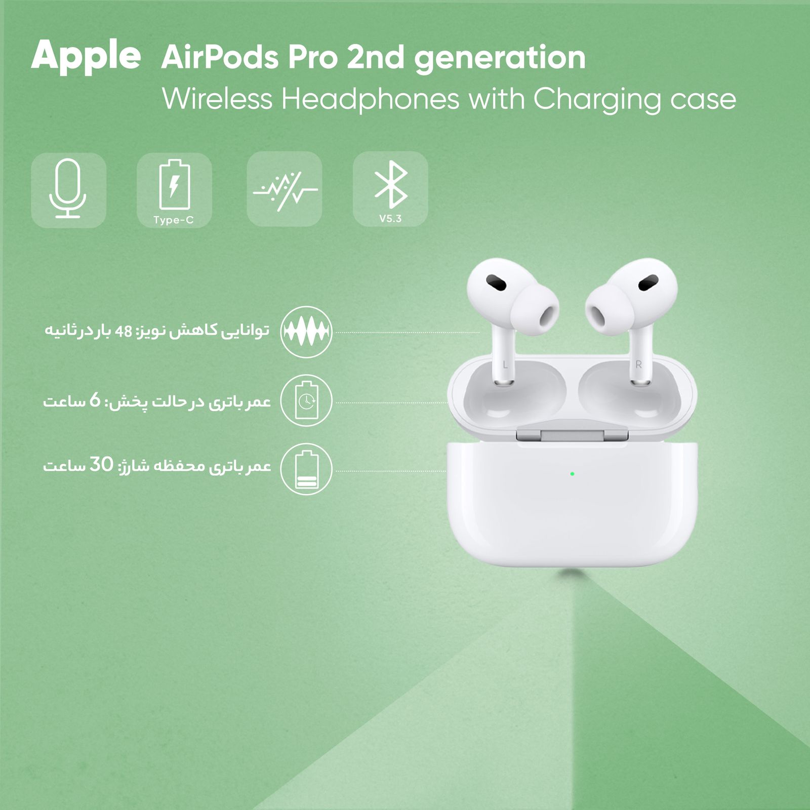 هدفون بلوتوثی اپل مدل AirPods Pro 2nd Generation -  - 11